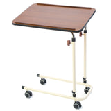Alerta Walnut Over Bed Table - Laminate Adjustable With 4 Braked Wheels / Castors