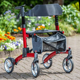 The Rehab Z - Dash Fold Flat Red Indoor/Outdoor Rollator with Seat & Bag