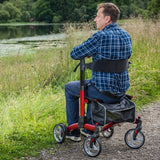 The Rehab Z - Dash Fold Flat Red Indoor/Outdoor Rollator with Seat & Bag